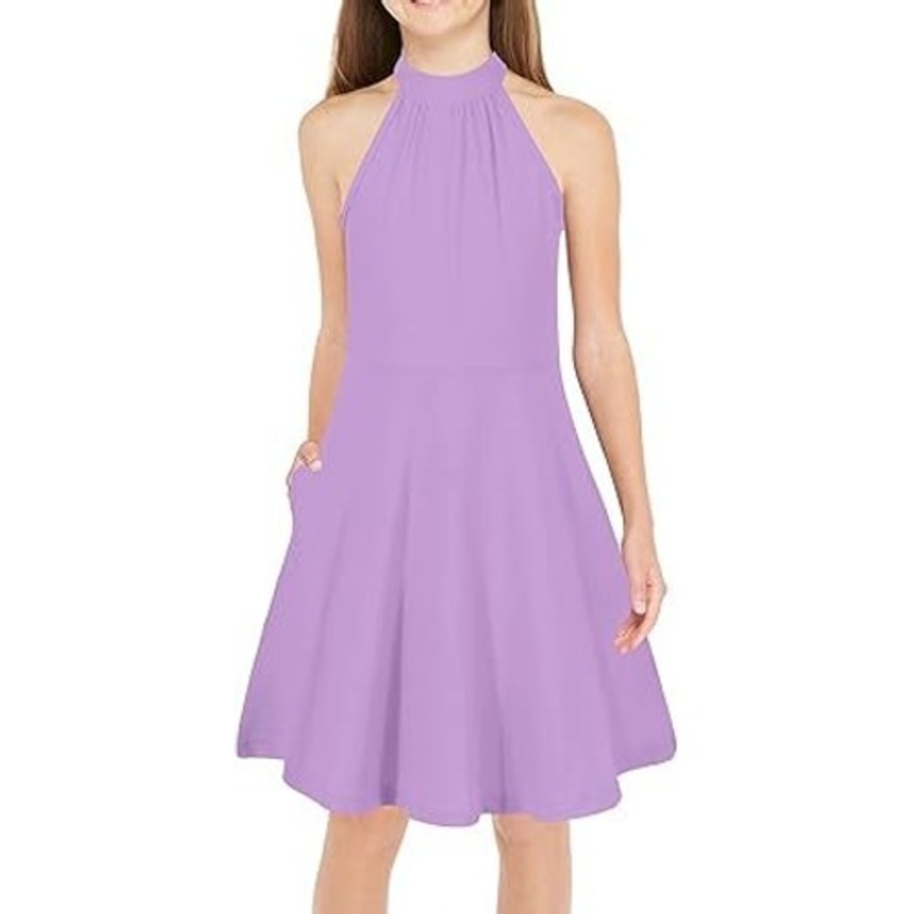 Girls‎ Lilac Purple Halter Neck Fit Flare Dress With Pockets SIXE 13 TO 14 YEARS